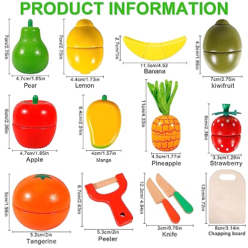 AOUVT Juguetes de Cocina de Madera para Niños, Juguetes de Frutas de Madera Magnéticos - Juguetes Educativos de Reconocimiento de Color para Niños y Niñas de 3 Años en Adelante Regalos de Juguetes