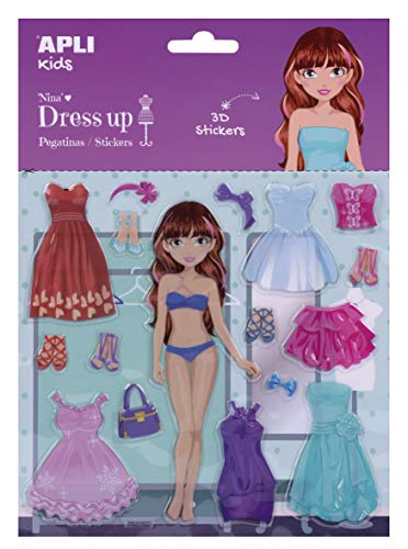 APLI Kids 17612 - Pegatinas Dress up grande 3D Nina 1 hoja