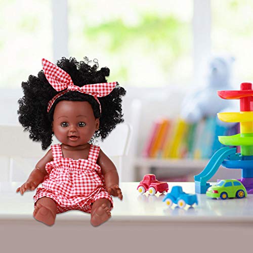 Appoo 35cm Muñecas Negras para niñas muñecas africanas con Afro muñecas africanas para bebés muñecas recién Silicona muñecas para bebés realistas Regalo para niños