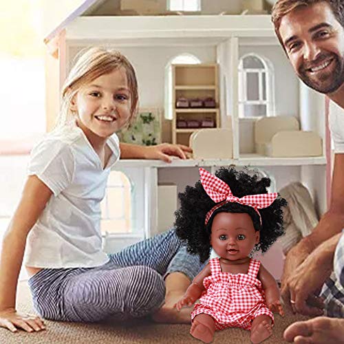 Appoo 35cm Muñecas Negras para niñas muñecas africanas con Afro muñecas africanas para bebés muñecas recién Silicona muñecas para bebés realistas Regalo para niños