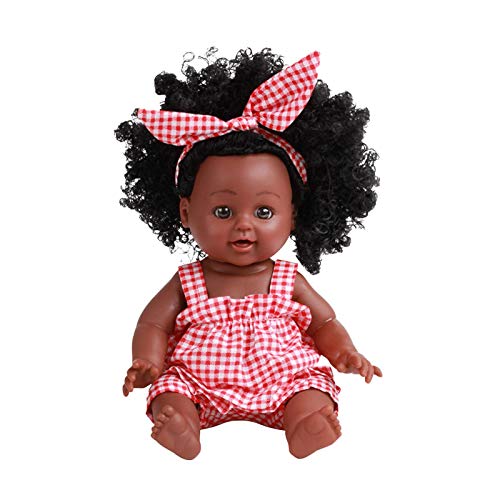 Appoo 35cm Muñecas Negras para niñas muñecas africanas con Afro muñecas africanas para bebés muñecas recién Silicona muñecas para bebés realistas Regalo para niños