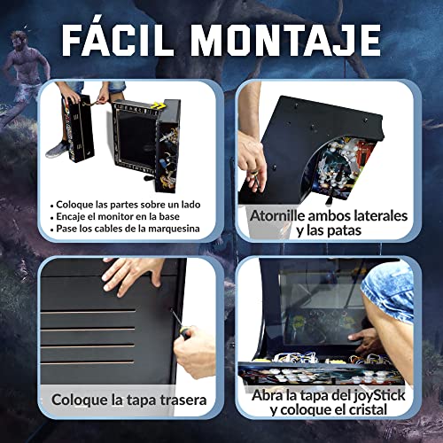 Arcade recreativa, Incluye 9.800 Juegos, Joysticks Arcade de Tipo Americano con 6 Botones de Juego, Incluye Placa Pandora DX 2 Plus, Posibilidad de Jugar hasta 4 Jugadores, Modelo Dragon