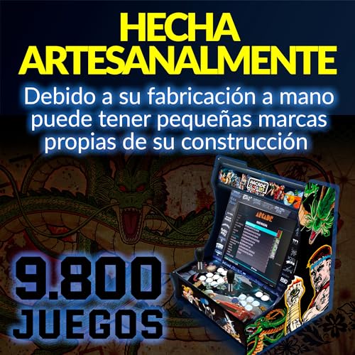 Arcade recreativa, Incluye 9.800 Juegos, Joysticks Arcade de Tipo Americano con 6 Botones de Juego, Incluye Placa Pandora DX 2 Plus, Posibilidad de Jugar hasta 4 Jugadores, Modelo Dragon