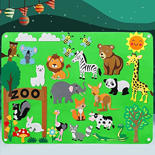 Argumub Tablero interactivo de fieltro para historias, tablero de historia de granja de fieltro, gráficos de franela para niños, animales del océano, juego de tablero de fieltro (zoológico)