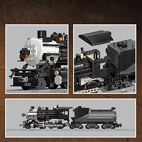 ARMD Technic - Juego de bloques de construcción de tren de vapor con pista, kit de modelo de locomotora de ciudad de colección, compatible con Lego (1136 piezas)