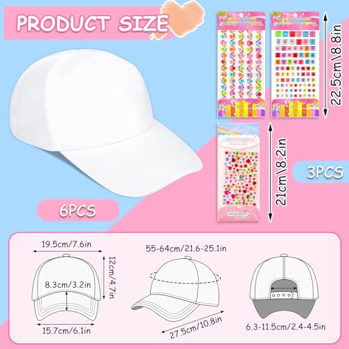 ARONRAVE Gorra de béisbol DIY para niños, 6 unidades, para pintar, gorra de pintura, gorras de béisbol, gorras de béisbol, gorras para niños, para pintar textil, gorra de béisbol para interior y