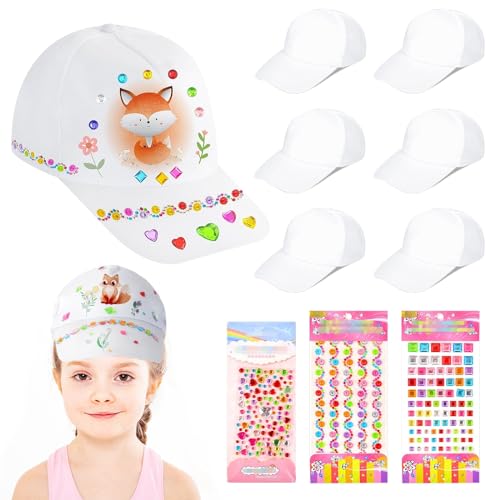 ARONRAVE Gorra de béisbol DIY para niños, 6 unidades, para pintar, gorra de pintura, gorras de béisbol, gorras de béisbol, gorras para niños, para pintar textil, gorra de béisbol para interior y