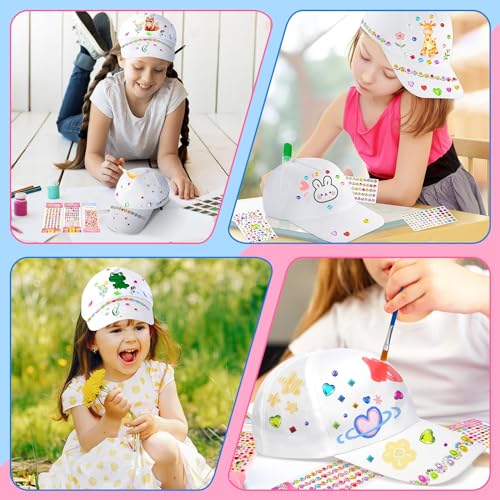 ARONRAVE Gorra de béisbol DIY para niños, 6 unidades, para pintar, gorra de pintura, gorras de béisbol, gorras de béisbol, gorras para niños, para pintar textil, gorra de béisbol para interior y