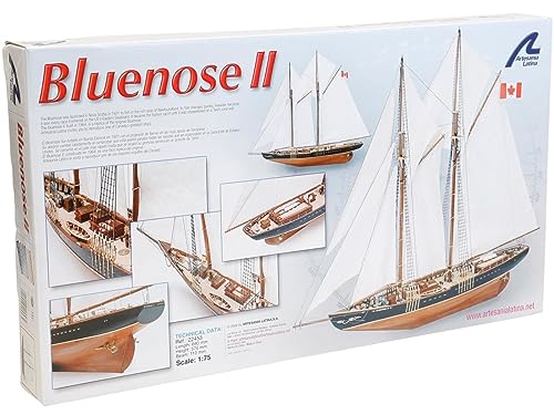 Artesanía Latina - Maqueta de Barco en Madera - Barco de Pesca y Regatas, Goleta Canadiense Bluenose II - Modelo 22453, Escala 1:75 - Maquetas para Montar - Nivel Medio