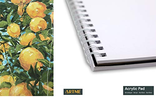 ARTME Almohadill/Papel para Acrílica A4 x 12 Hojas - 3pz 400g Extra Pesado/Prensado En Frío/Sin Ácido Medios Húmedos Y Secos - Bloc de Dibujo de Pintura Acrílica Y Gouache. (1 pieza)