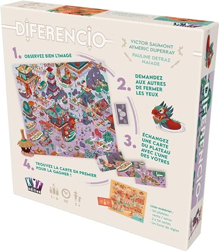 Asmodee KYF Edition Diferencio - Juegos de Mesa - Juegos de Mesa - Juegos de Memoria Visual - Juegos de Ambiente a Partir de 7 años - 2 a 6 Jugadores - Versión Francesa