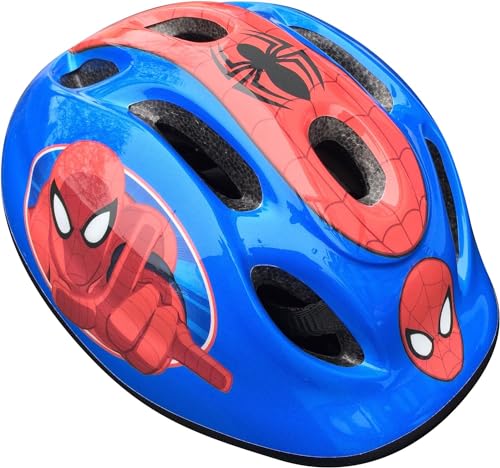 A.T.L.A.S. Bicicleta de 12 Pulgadas Equipada con 1 Freno, Placa Frontal Decorativa, Guardabarros, cárter, estabilizadores y Casco Spiderman Incluido Delantera, Niños, Rojo idéntico a Las Fotos, 12''