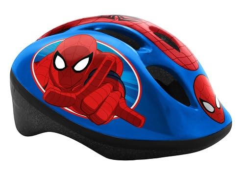 A.T.L.A.S. Bicicleta de 12 Pulgadas Equipada con 2 Frenos, Placa Frontal Decorativa, Guardabarros, cárter, estabilizadores y Casco Spiderman Incluido Delantera, Niños, Rojo idéntico a Las Fotos, 12''