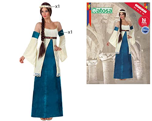 Atosa disfraz dama medieval mujer adulto noble azul XS