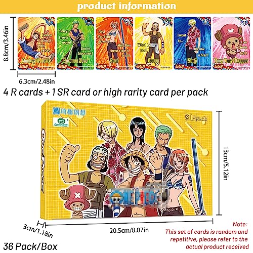 Awonlate 180 Cartas de Anime, Cartas Coleccionables, Anime Cards Booster Box, Cartoon Card, Juego Cartas, Popular Anime Trading Cards para Niños y Niñas (36 Paquetes, 5 Cartas/Paquete)