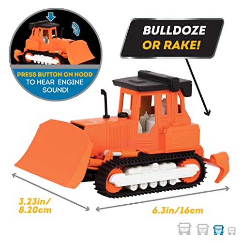 B. Driven by Battat WH1012Z Micro Bulldozer Rastrillo, Pala y Sonido Realista - Camiones y Juguetes de construcción para niños de 3 años en adelante, Multicolor