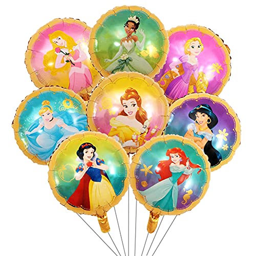 Babioms 8Pcs Globo de Papel de Aluminio, Cumpleaños Globos Globo de Papel de Aluminio Globo de aire Decoración de Cumpleaños para Niños,Globo Princesa