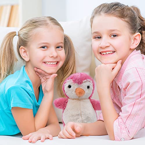 Babioms Peluche de pingüino, pingüino, 16 cm, peluche de pingüino, peluche esponjoso para jugar y acurrucarse, peluche suave para niñas, niños y bebés, juguete de peluche infantil (rosa)