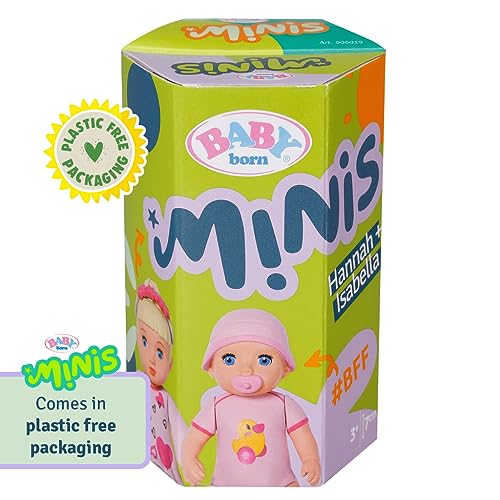 BABY born Minis Online Pack Doble 1 Isabella y Hannah 906026, Muñeca de 6,5 cm con efectos de cambio de color y muñeca de 7 cm con diadema removible, Adecuada para niños a partir de 3 años