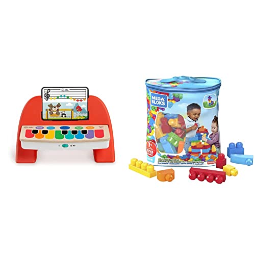 Baby Einstein, Hape, Cal's First Melodies Magic Touch Piano, Juguete Musical de Madera, Instrumentos Musicales electrónicos para ni & Mega Bloks Bolsa clásica con 60 Bloques de construcc