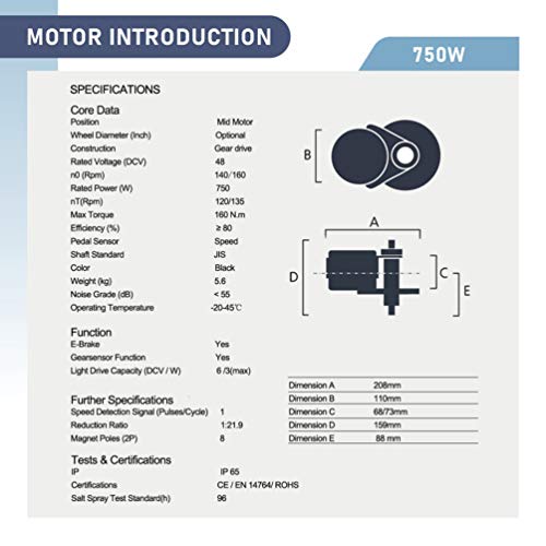 BAFANG 750w Motores Electricos para Bicicletas BBS02B BBS02 48V 52V Kit de Conversion Bici Electrica para Bicicleta de Montaña