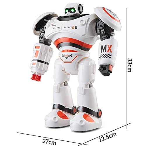 BAKAJI Robot Radiocontrolado Juguete con Brazo Dispara Misiles Caminando y Bailando, Juegos para Niños Interactivos con Luces, Juego Multifunción Movimiento, Perfecta Idea Regalo