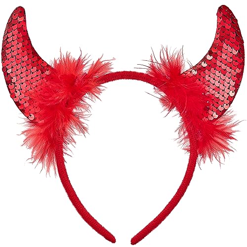 Balinco Disfraz de diablo para Halloween, orejas de diablo + tridente, traje de diablo, cuernos de diablo rojo, horquilla de diablo, tridente, traje de Satanás, carnaval, carnaval