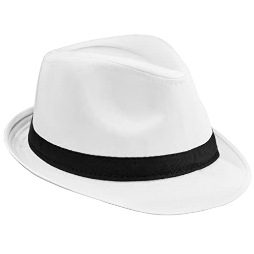 Balinco JUEGO DE TRAJE DE MAFIA, Complementos años 20, Traje de Carnaval Hombre, Blanco, Puro, Sombrero de copa, Corbata, Tirantes, Carnaval, Carnaval, Fiesta, Nochevieja