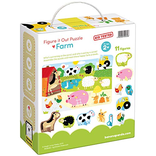 Banana Panda - Figure It out Puzzle - Farm - Puzzle para Principiantes con Figuras de Animales - para niños a Partir de 2 años, Multicolor, 31 Unidades (1 Unidad)