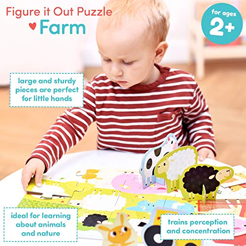 Banana Panda - Figure It out Puzzle - Farm - Puzzle para Principiantes con Figuras de Animales - para niños a Partir de 2 años, Multicolor, 31 Unidades (1 Unidad)