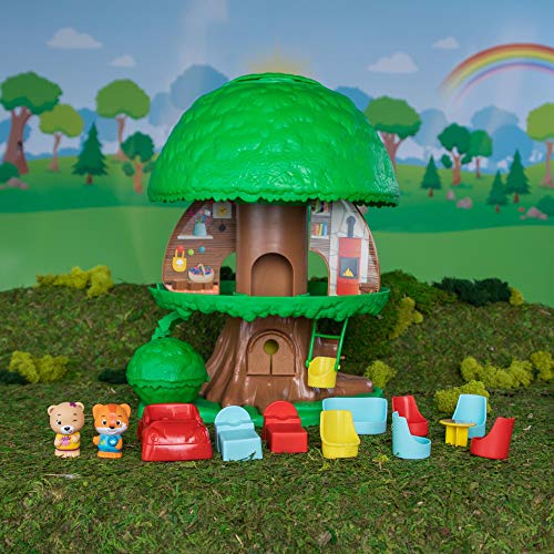BANDAI V700200 Timber Tots de Klorofil-Magic Tree House con 2 Figuras: Eliot de The Fox Ruby de The Bear Family-Early Learning Preescolar Playset & Actividad Toy-Retro Toys-V700200