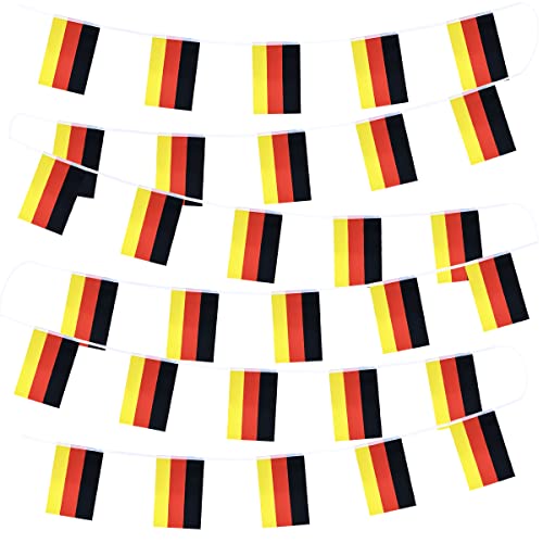 Banderas de Alemania, 30 banderas de Alemania, 10 m, doble cara, para celebraciones, eventos deportivos, campeonatos mundiales, decoración de fiestas de fútbol de Qatar 2022, 14 x 21 cm