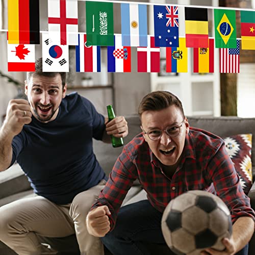 Banderas de fútbol de la Copa del Mundo 2022, banderines de la Copa del Mundo 2022, 32banderas de países que participan en la Copa del Mundo, bar, restaurante 10 m