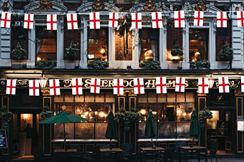 Banderines de la Copa del Mundo de Inglaterra de 10 metros de largo con 20 banderas de San Jorges – decoraciones del día de San Jorge, banderines de fútbol