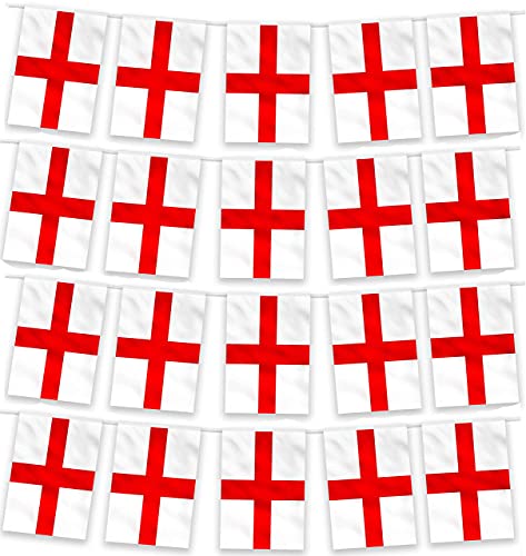 Banderines de la Copa del Mundo de Inglaterra de 10 metros de largo con 20 banderas de San Jorges – decoraciones del día de San Jorge, banderines de fútbol