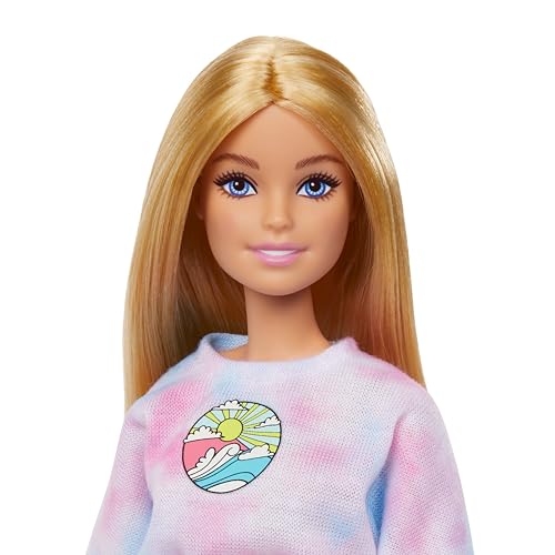 Barbie Cosa de Dos Malibú Estilista Muñeca rubia con accesorios de peluquería y maquillaje, juguete +3 años (Mattel HNK95)