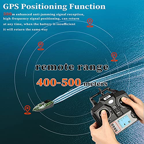 Barco Cebador Pesca Inteligente, 500M Barco Cebador Carpfishing Teledirigidos con GPS y Motores Duales, Batería 5200 / 12000mAH Opcional, Mejor Regalo para Los Amantes de la Pesca.