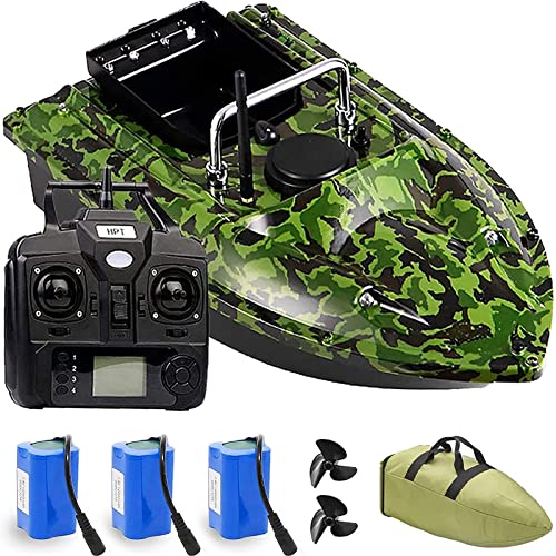 Barco Cebador Pesca Inteligente, 500M Barco Cebador Carpfishing Teledirigidos con GPS y Motores Duales, Batería 5200 / 12000mAH Opcional, Mejor Regalo para Los Amantes de la Pesca.