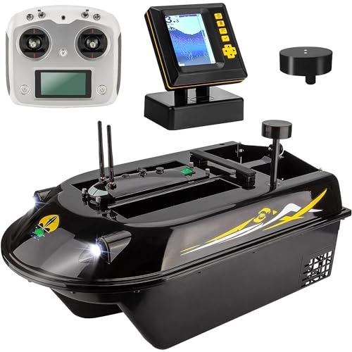 Barco De Cebo De Pesca GPS RC, Herramienta De Cebo De Pesca Inteligente con Control Remoto Y Buscador De Peces, Carga Máxima 8 Kg, Batería De 30 Ah, 4 Contenedores De Cebo, Alcance De 600 Metros