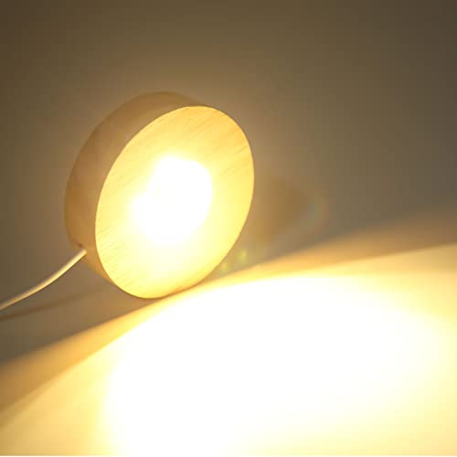Base de Lámpara LED, Interfaz USB Y Base de Madera Base de Luz para Lámpara Esférica Rectangular Y Esférica, Elegante Base de Lámpara Duradera(Base de luz cálida)