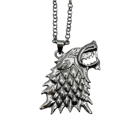 B.a.u.q.o.o. Collar lobo Juego de Tronos Casa Stark Colgante Sello Winter Is Coming Accesorios Coche Colgantes para Espejo Wolf Magia Cosplay Idea Regalo