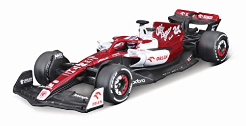 Bburago B18-38068Z Formula 1 Alfa Romeo F1 Team ORLEN C42 (2022) con Casco ZHOU Coche de Carreras Coleccionable a Escala 1:43, Colores Surtidos