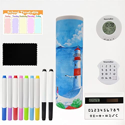 BDXMKS Calculadora de Hebilla ABS CLAND CLIN Titular Pendiente con EL Curso HORARIO Espejo Funda de lápiz Juego for niñas o niños Estuche Escolar (Color : Seaside gift2)