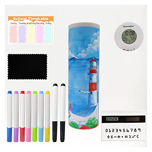 BDXMKS Calculadora de Hebilla ABS CLAND CLIN Titular Pendiente con EL Curso HORARIO Espejo Funda de lápiz Juego for niñas o niños Estuche Escolar (Color : Seaside gift2)