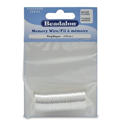 Beadalon 347B-010 Anillo de alambre de memoria chapado en plata, 1/2 oz/Pkg, aproximadamente 99 bucles