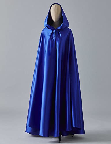 BEAUTELICATE Capa con Capucha Medieval Mujer Disfraz Abriga Larga para Novia Vampiro Princesa Bruja Halloween Navidad Fiesta Cosplay Fotografía （Azul Real）