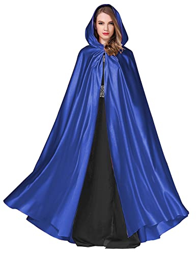 BEAUTELICATE Capa con Capucha Medieval Mujer Disfraz Abriga Larga para Novia Vampiro Princesa Bruja Halloween Navidad Fiesta Cosplay Fotografía （Azul Real）