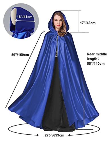 BEAUTELICATE Capa con Capucha Medieval Mujer Disfraz Abriga Larga para Novia Vampiro Princesa Bruja Halloween Navidad Fiesta Cosplay Fotografía （Azul Real）