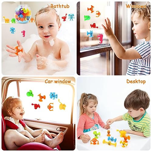 BelleStyle Juego de Ventosas para Niños, 26 Piezas Juguetes Bañera Bebe, Juguetes de Succión Juguetes Sensoriales Interactivos Juguetes de Baño Juegos Educativos Regalos para Niños 3 4 5 6 7 Años