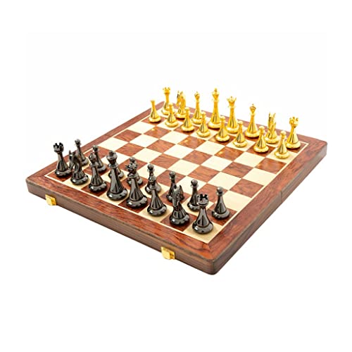 BENO ajedrez Juego de ajedrez de Madera 15.7"Tablero de ajedrez Plegable con Trajes de Almacenamiento de Piezas de Metal for Adultos for Adultos Principiantes ajedrez Internacional